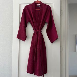 Women's Waffle Bathrobe, Size M, Burgandy